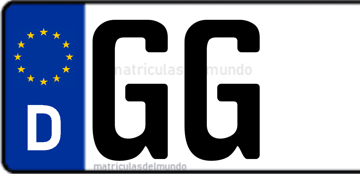 Imagen de matrícula de Alemania con código 'GG'