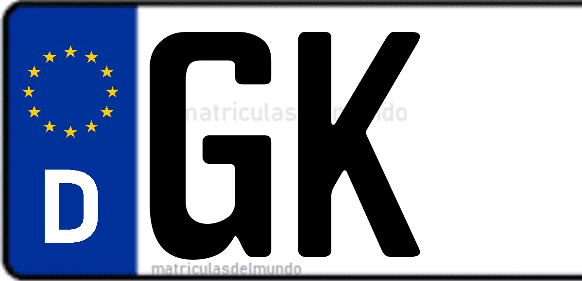 Imagen de matrícula de Alemania con código 'GK'