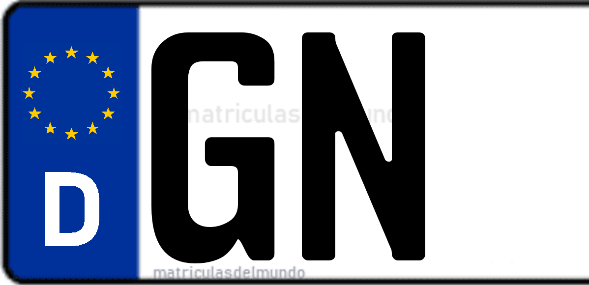 Imagen de matrícula de Alemania con código 'GN'