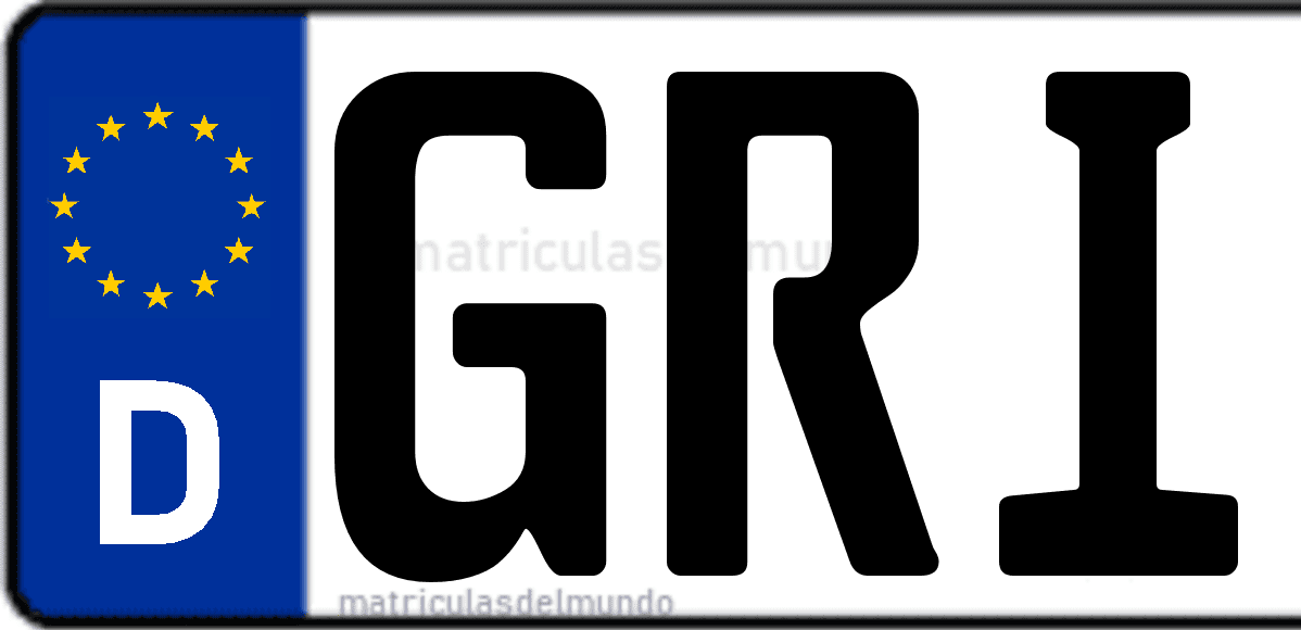 Imagen de matrícula de Alemania con código 'GRI'