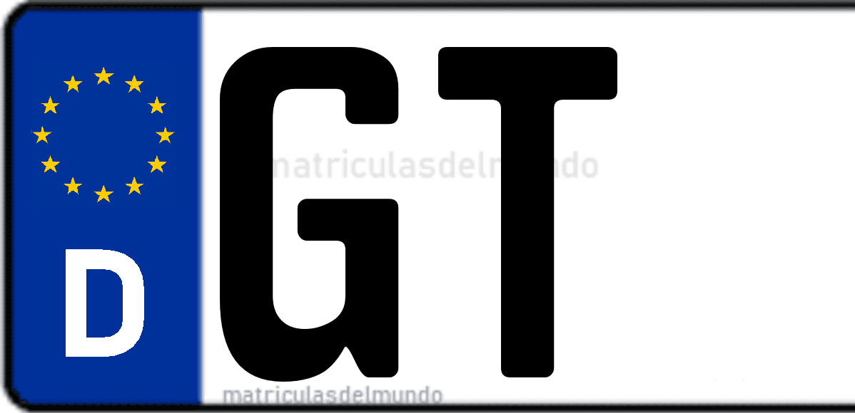 Imagen de matrícula de Alemania con código 'GT'