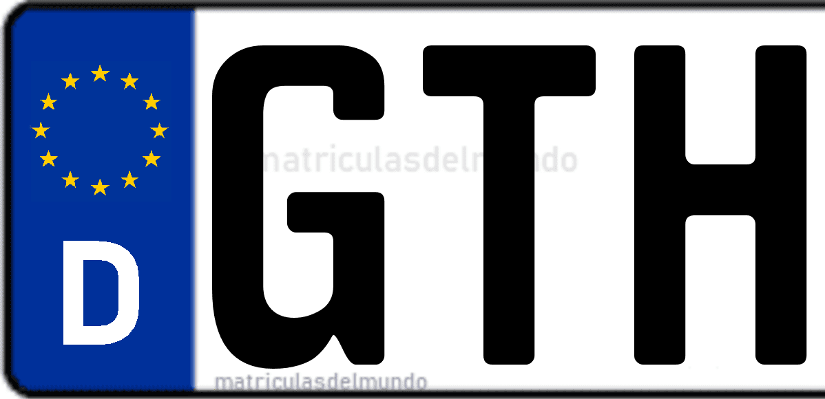 Imagen de matrícula de Alemania con código 'GTH'