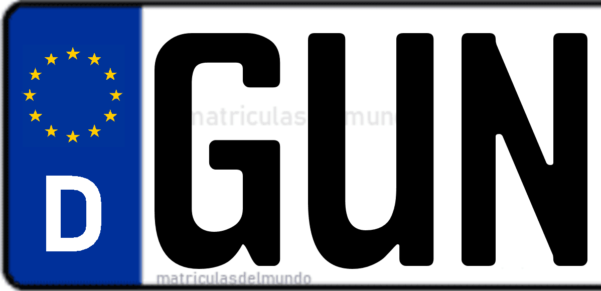 Imagen de matrícula de Alemania con código 'GUN'