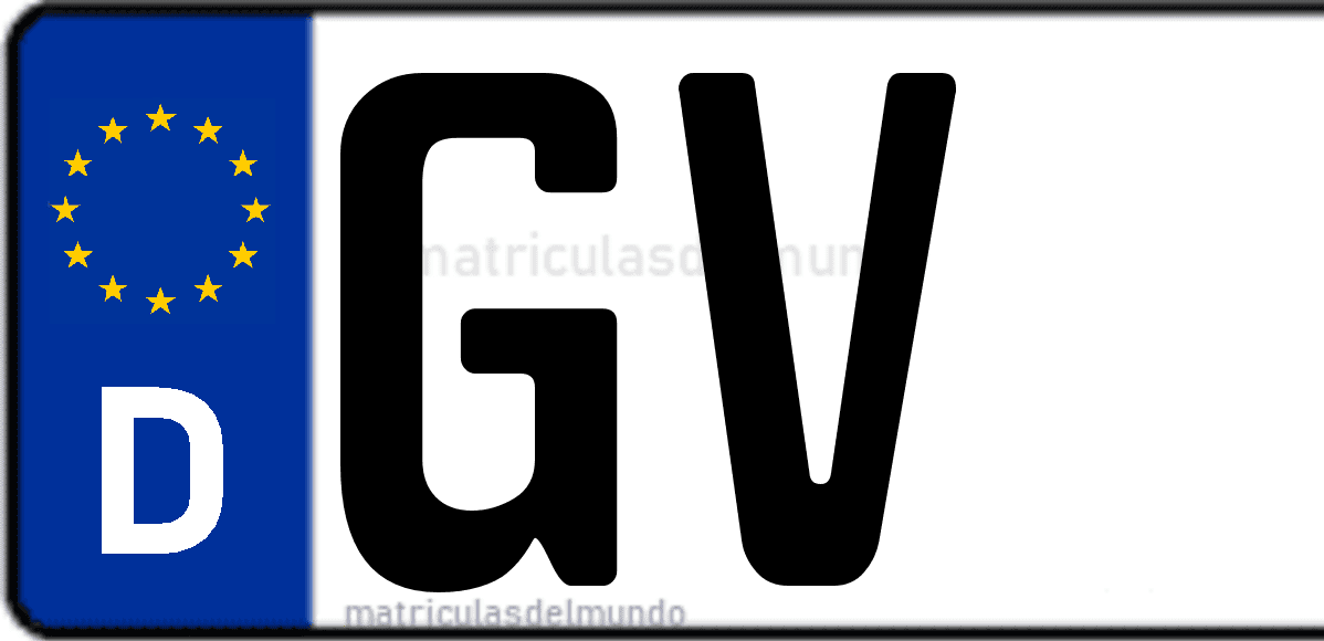 Imagen de matrícula de Alemania con código 'GV'