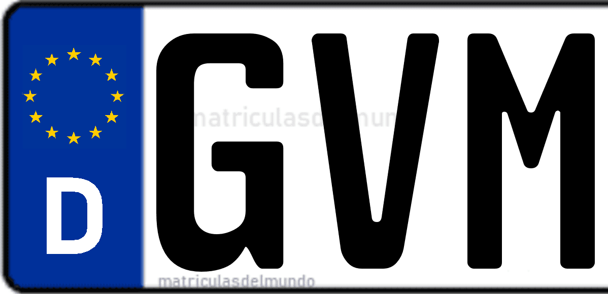 Imagen de matrícula de Alemania con código 'GVM'