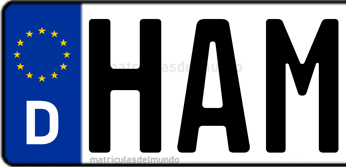 Imagen de matrícula de Alemania con código 'HAM'