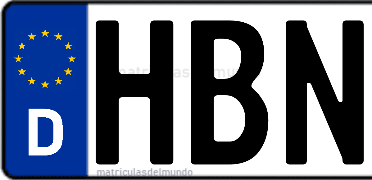 Imagen de matrícula de Alemania con código 'HBN'