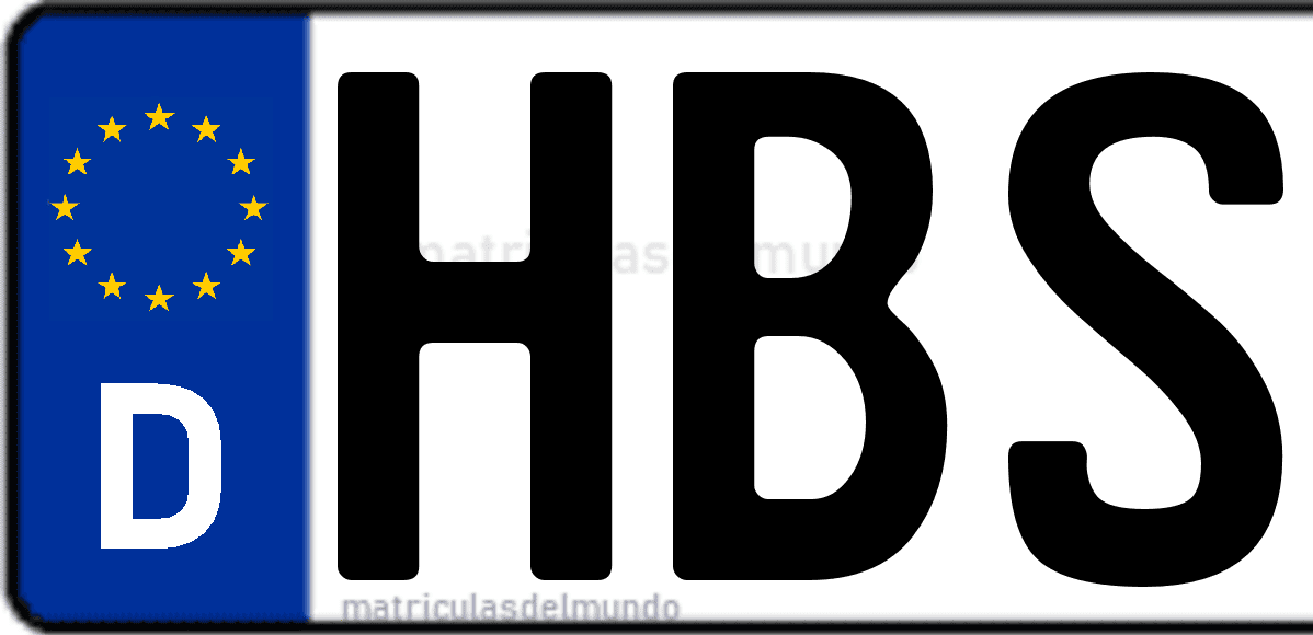 Imagen de matrícula de Alemania con código 'HBS'