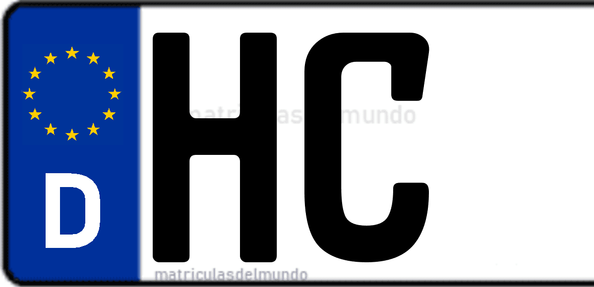 Imagen de matrícula de Alemania con código 'HC'