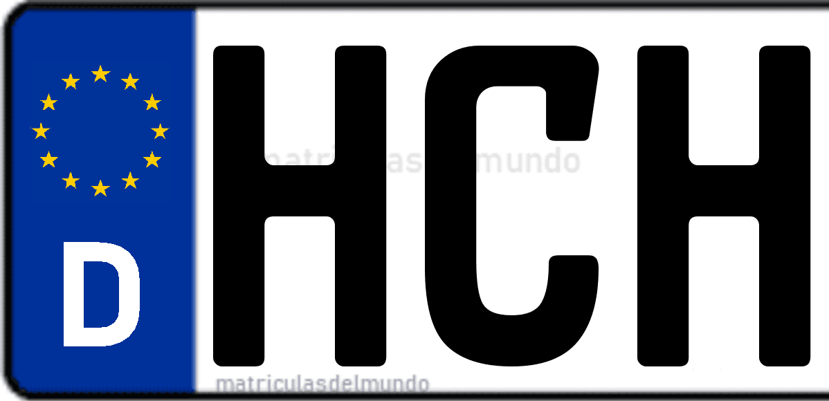 Imagen de matrícula de Alemania con código 'HCH'