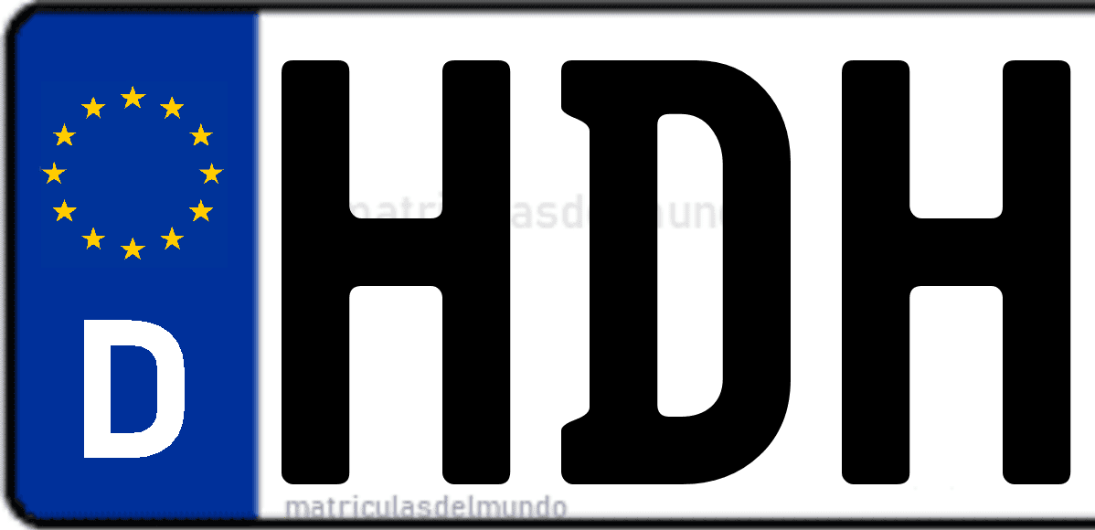 Imagen de matrícula de Alemania con código 'HDH'