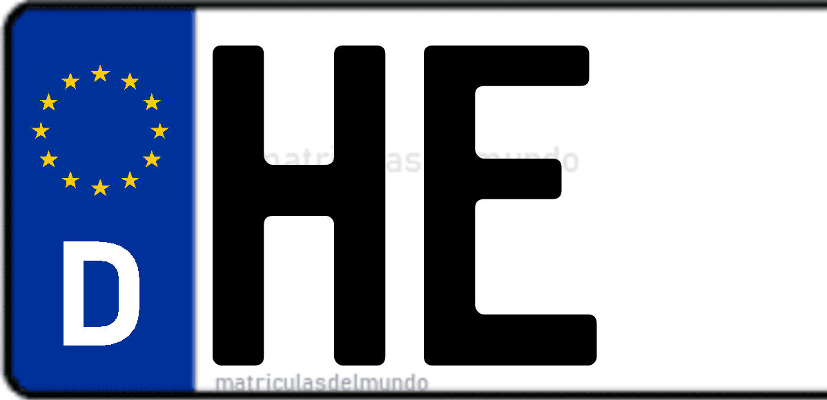 Imagen de matrícula de Alemania con código 'HE'