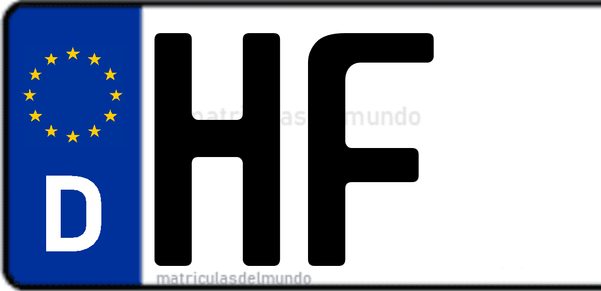 Imagen de matrícula de Alemania con código 'HF'