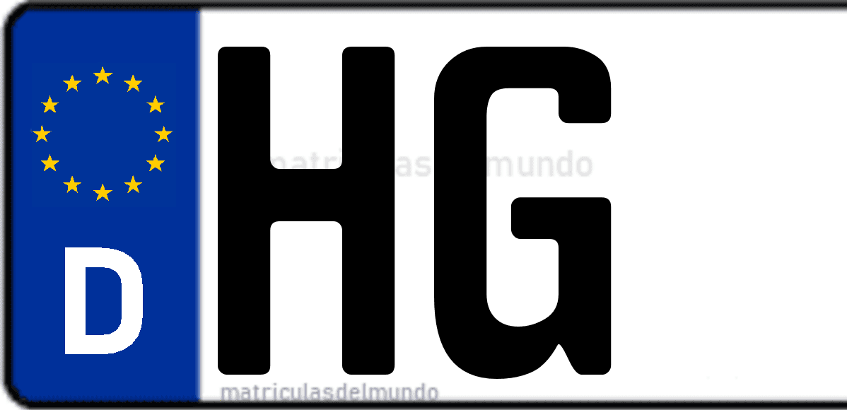 Imagen de matrícula de Alemania con código 'HG'