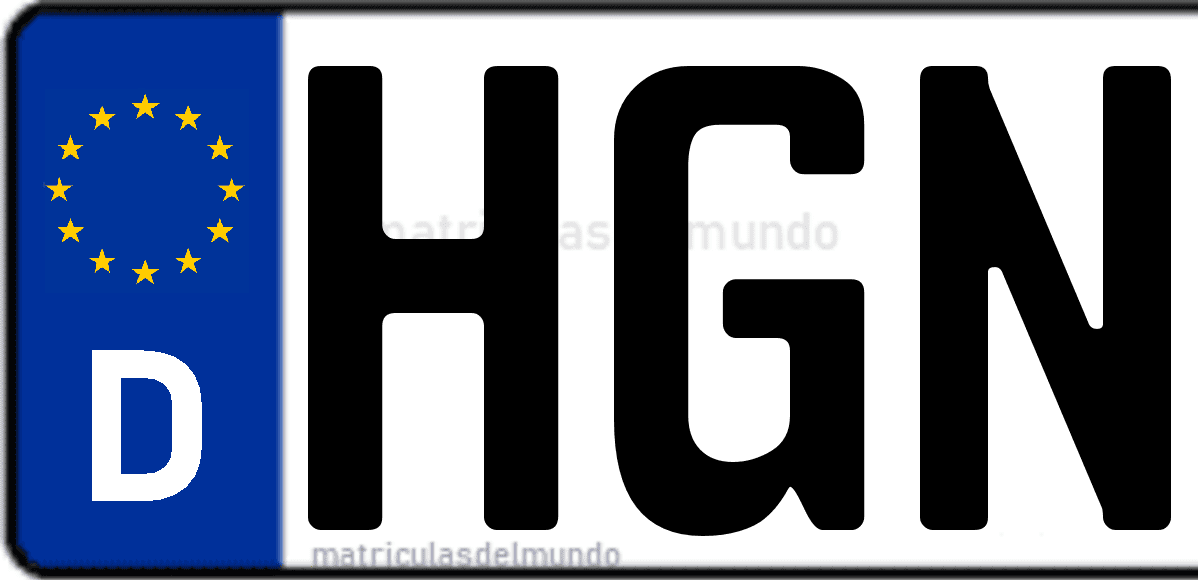 Imagen de matrícula de Alemania con código 'HGN'