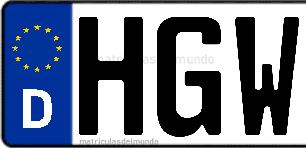 Imagen de matrícula de Alemania con código 'HGW'