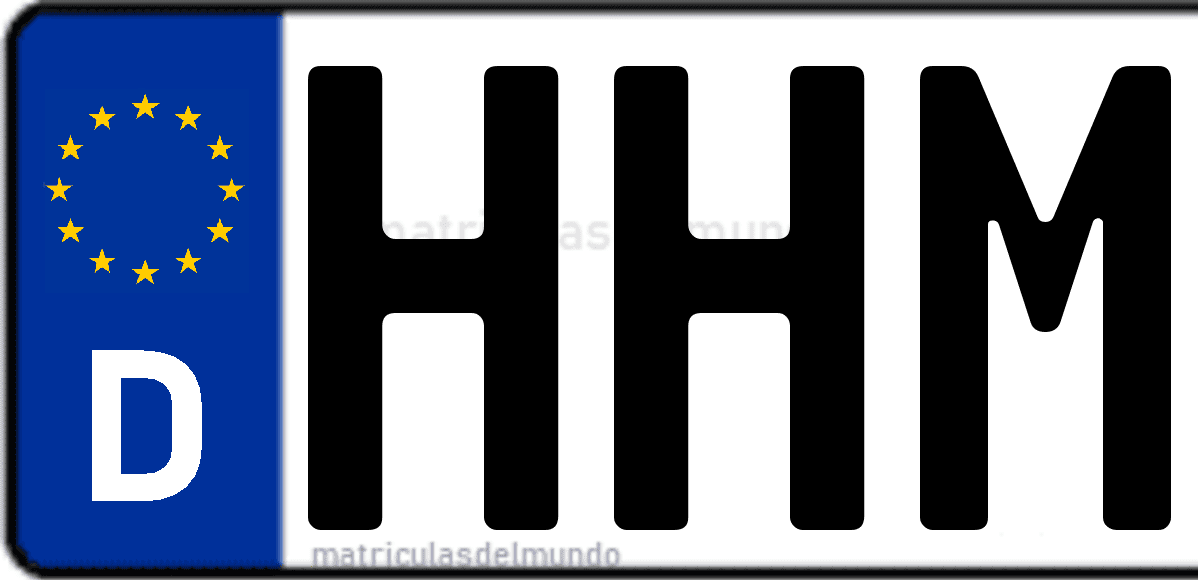 Imagen de matrícula de Alemania con código 'HHM'