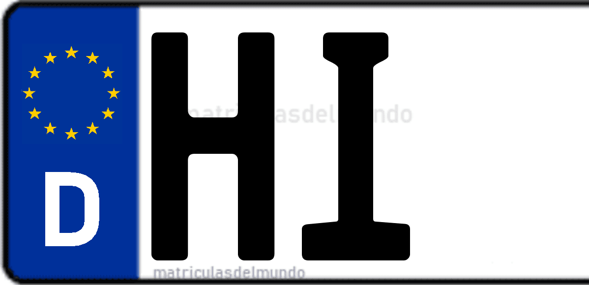 Imagen de matrícula de Alemania con código 'HI'