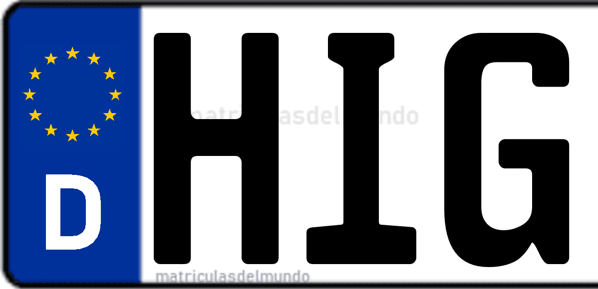 Imagen de matrícula de Alemania con código 'HIG'