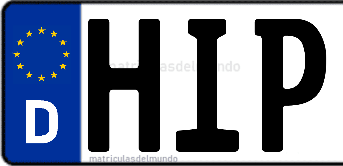Imagen de matrícula de Alemania con código 'HIP'
