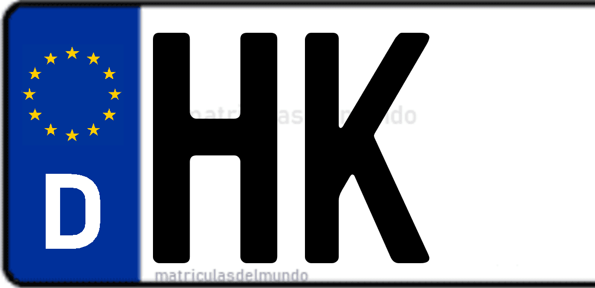 Imagen de matrícula de Alemania con código 'HK'