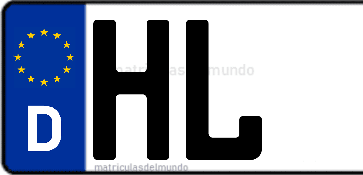 Imagen de matrícula de Alemania con código 'HL'