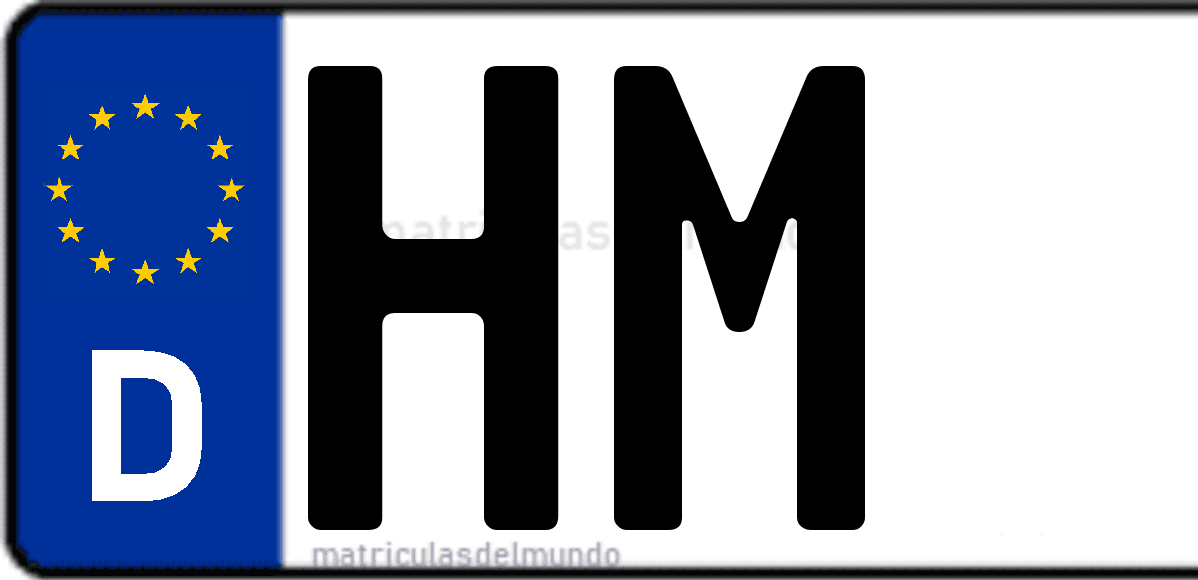 Imagen de matrícula de Alemania con código 'HM'