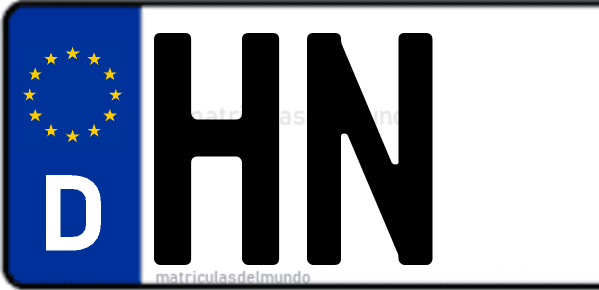 Imagen de matrícula de Alemania con código 'HN'