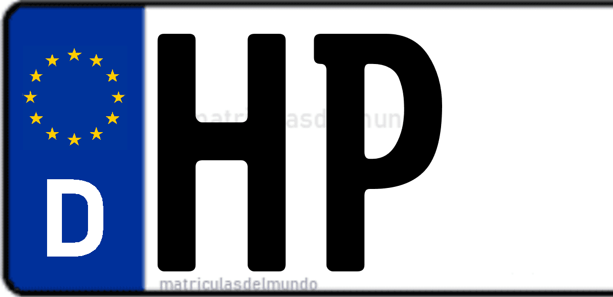 Imagen de matrícula de Alemania con código 'HP'