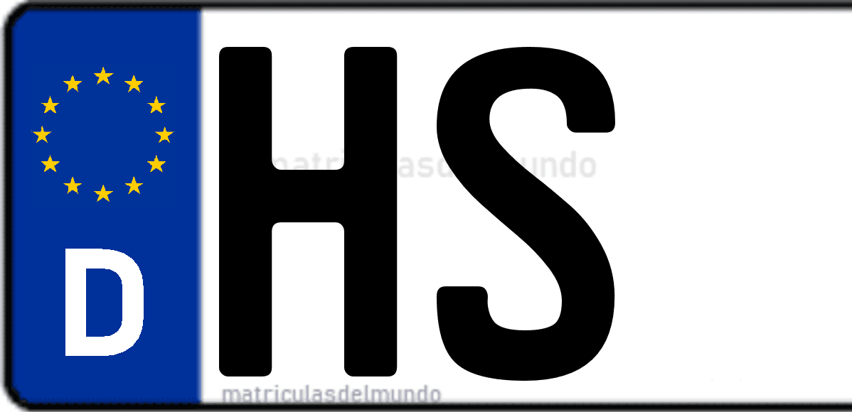 Imagen de matrícula de Alemania con código 'HS'
