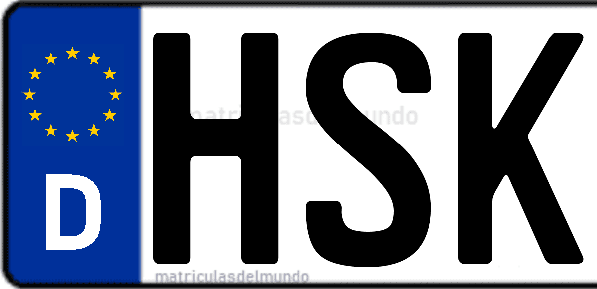 Imagen de matrícula de Alemania con código 'HSK'