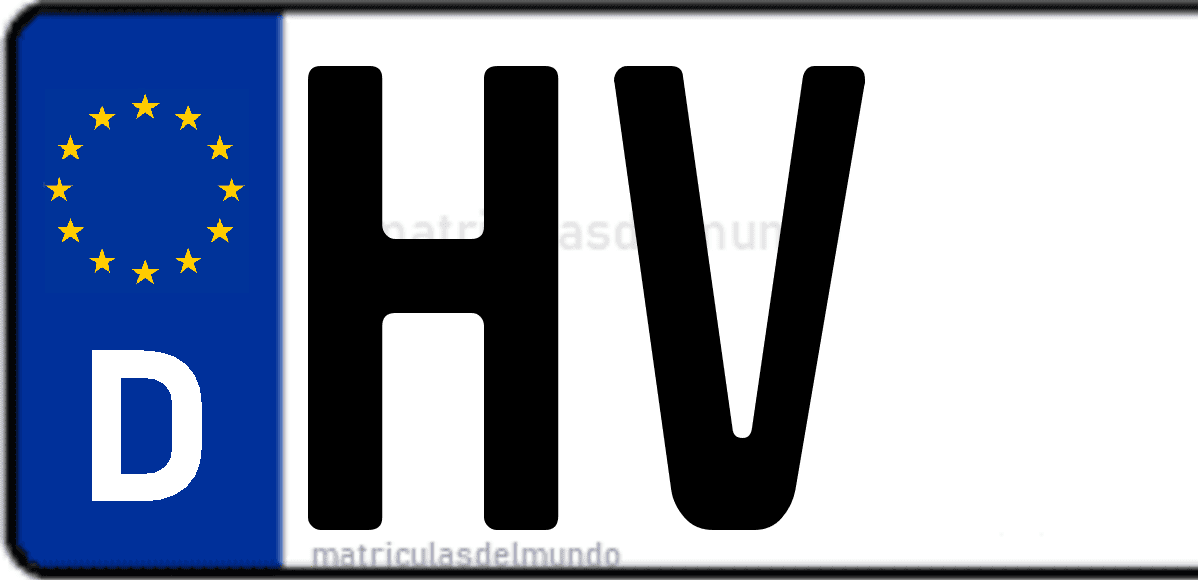 Imagen de matrícula de Alemania con código 'HV'