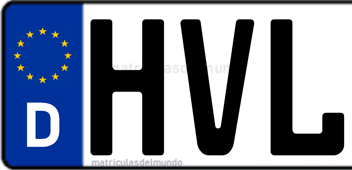 Imagen de matrícula de Alemania con código 'HVL'