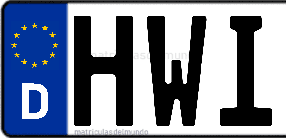 Imagen de matrícula de Alemania con código 'HWI'