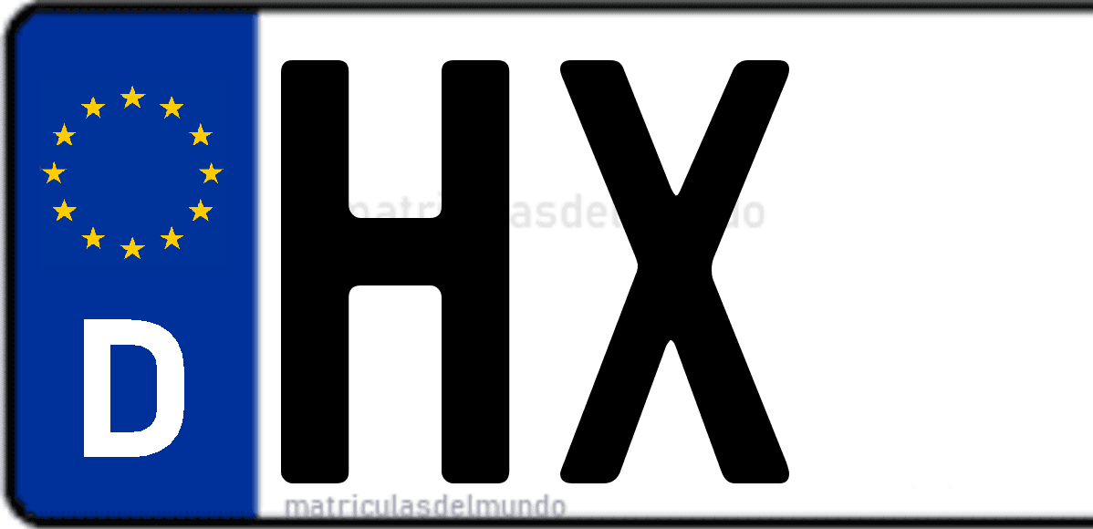 Imagen de matrícula de Alemania con código 'HX'