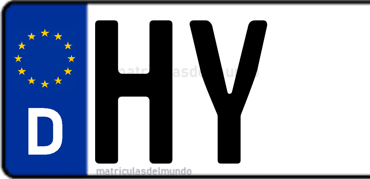 Imagen de matrícula de Alemania con código 'HY'