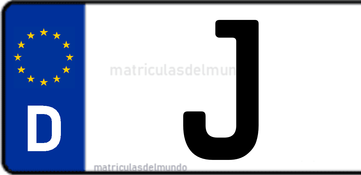 Imagen de matrícula de Alemania con código 'J'