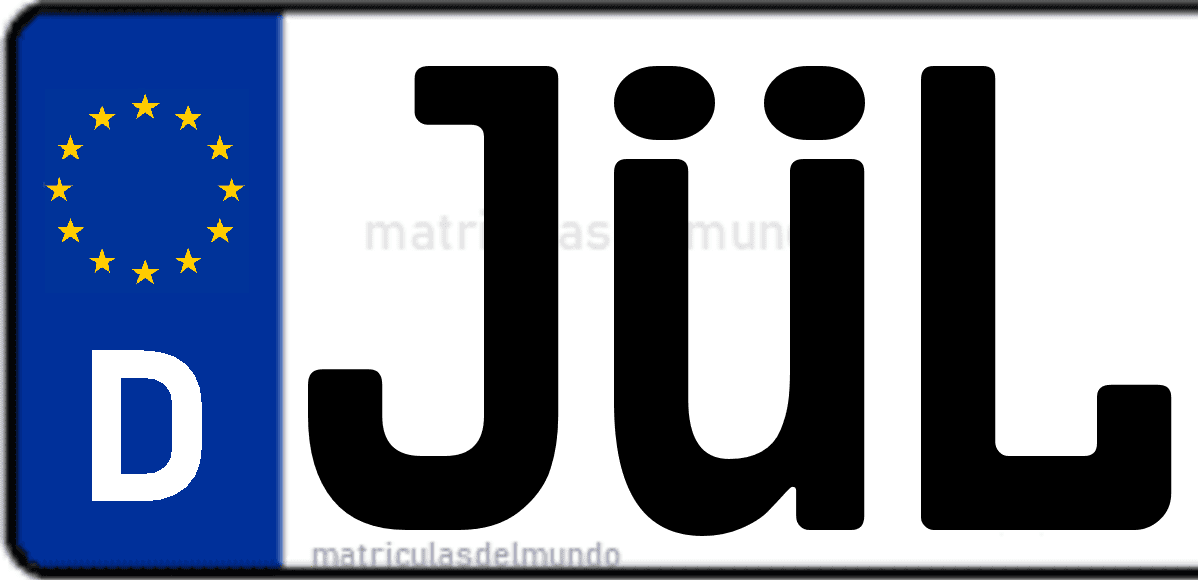 Imagen de matrícula de Alemania con código 'JÜL'