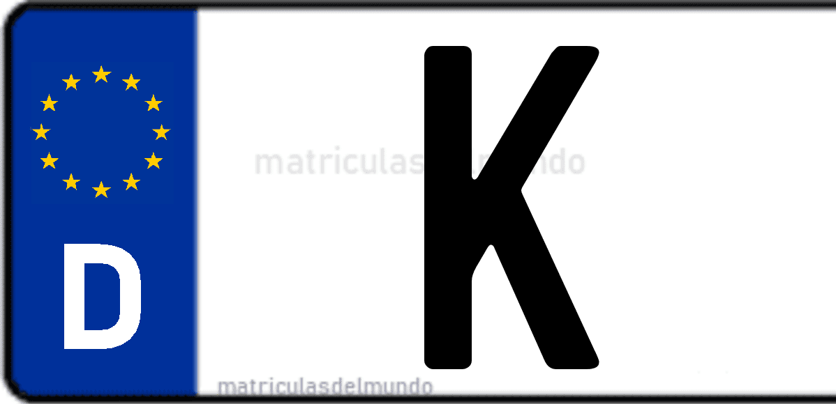 Imagen de matrícula de Alemania con código 'K'