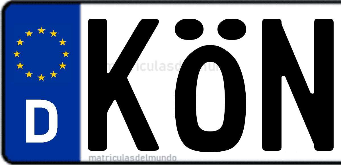 Imagen de matrícula de Alemania con código 'KÖN'