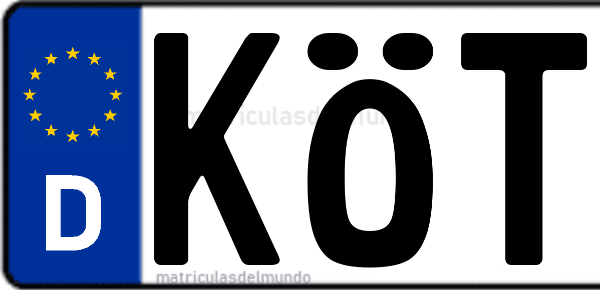 Imagen de matrícula de Alemania con código 'KÖT'