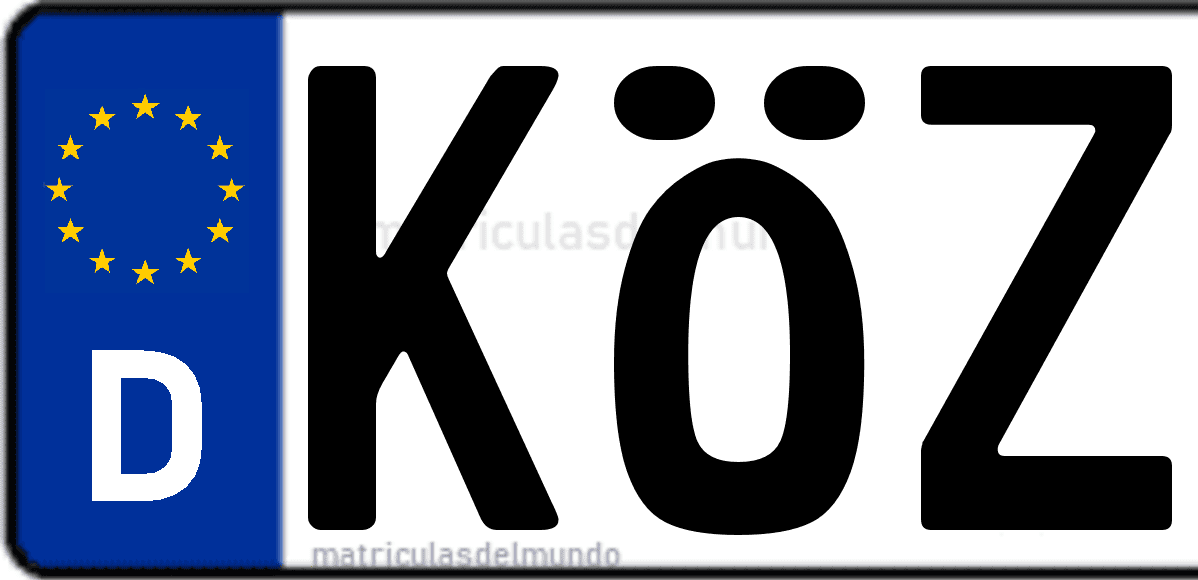 Imagen de matrícula de Alemania con código 'KÖZ'