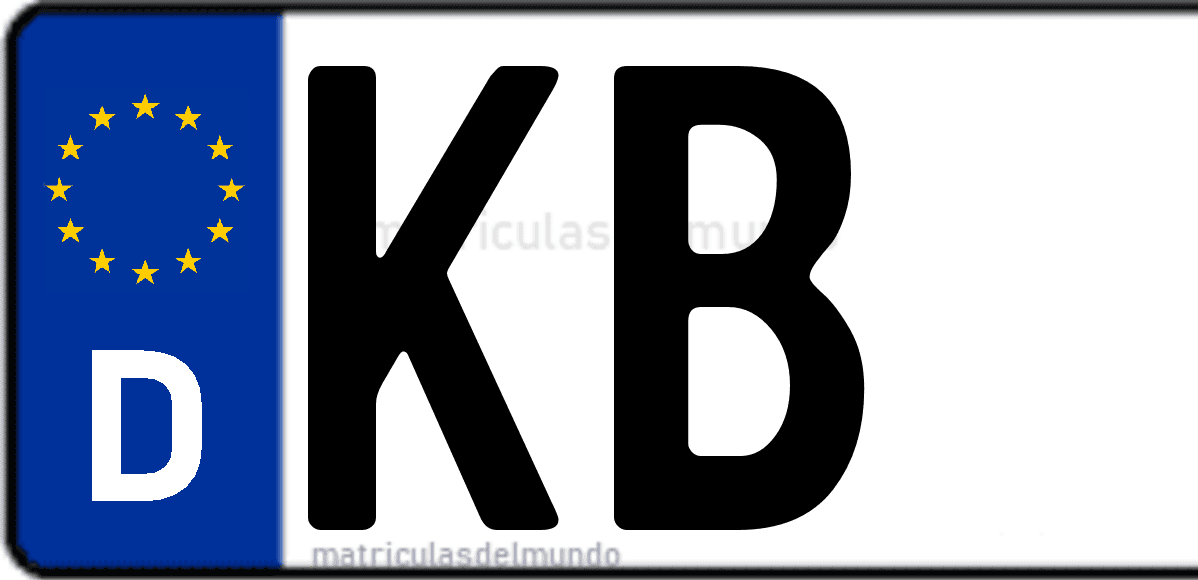 Imagen de matrícula de Alemania con código 'KB'
