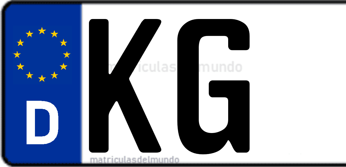 Imagen de matrícula de Alemania con código 'KG'