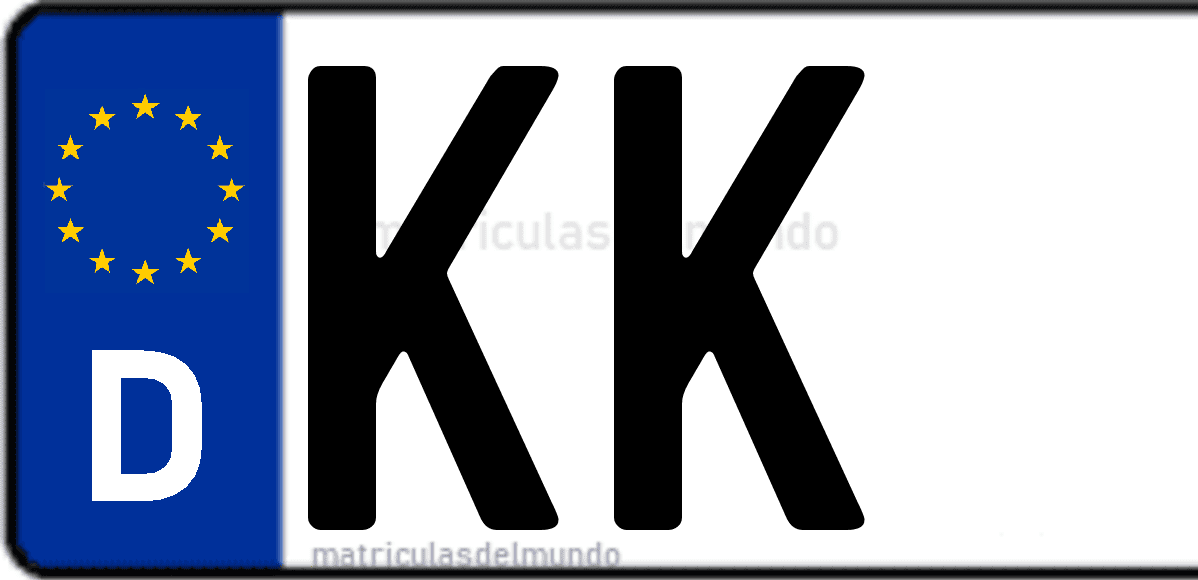 Imagen de matrícula de Alemania con código 'KK'
