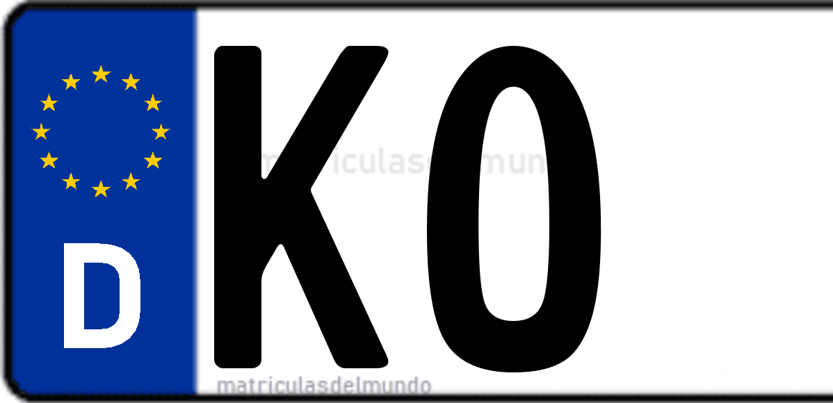 Imagen de matrícula de Alemania con código 'KO'