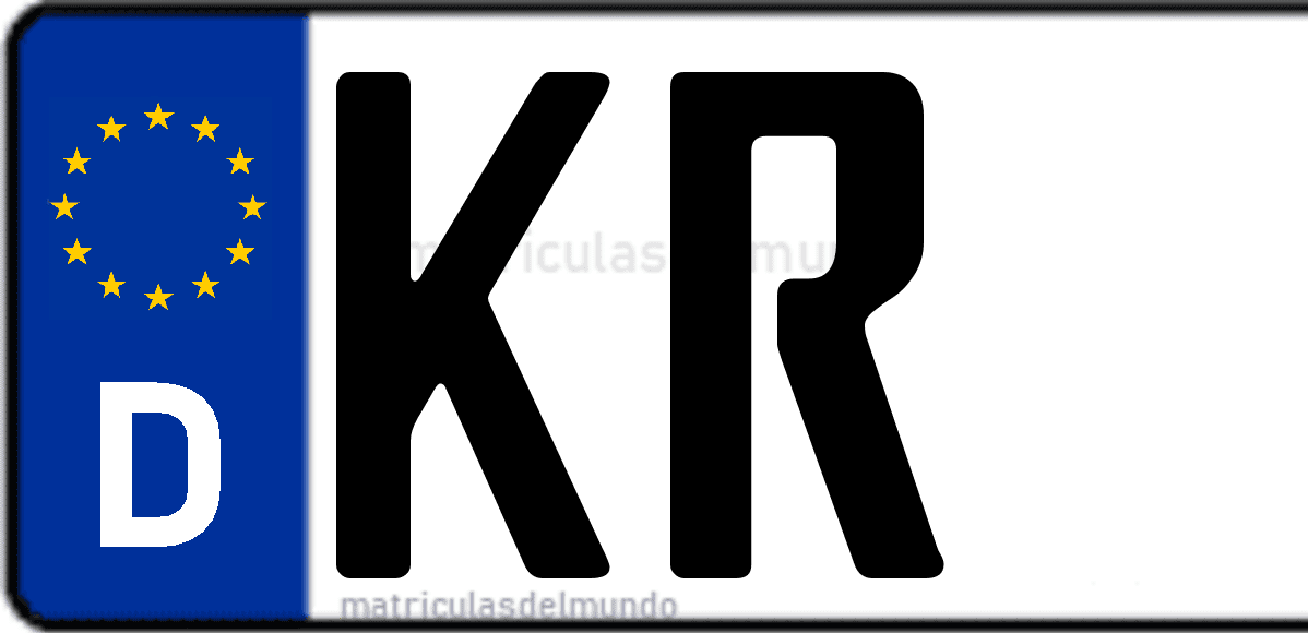 Imagen de matrícula de Alemania con código 'KR'