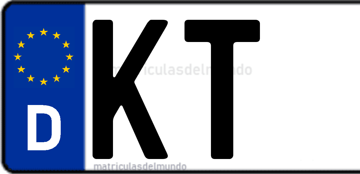 Imagen de matrícula de Alemania con código 'KT'