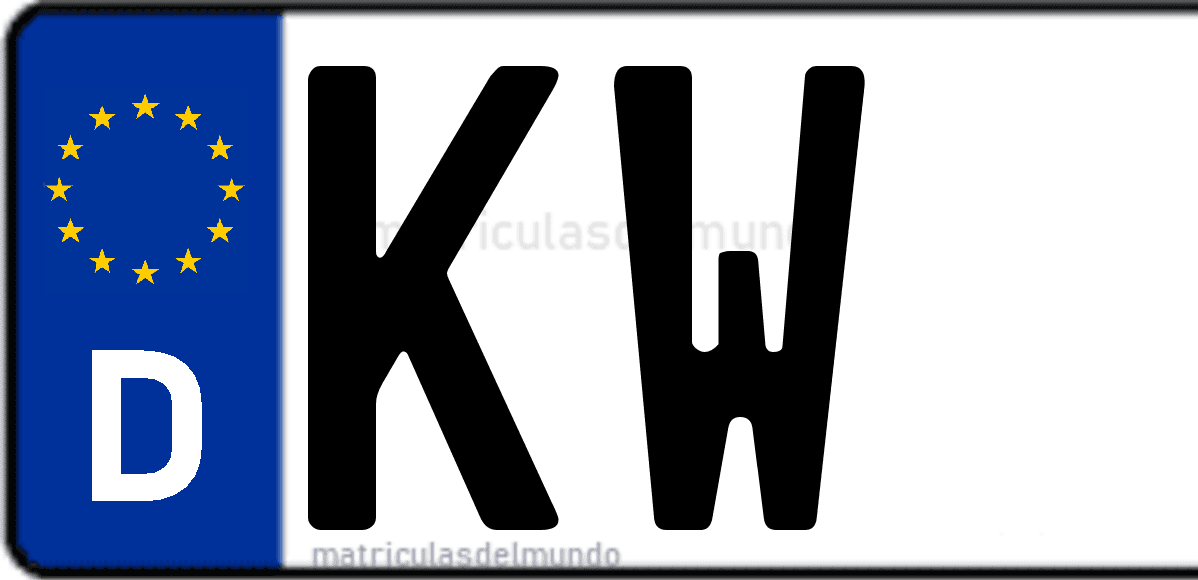 Imagen de matrícula de Alemania con código 'KW'