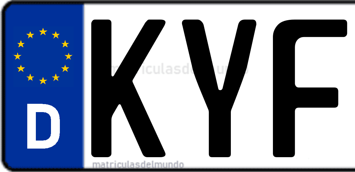 Imagen de matrícula de Alemania con código 'KYF'